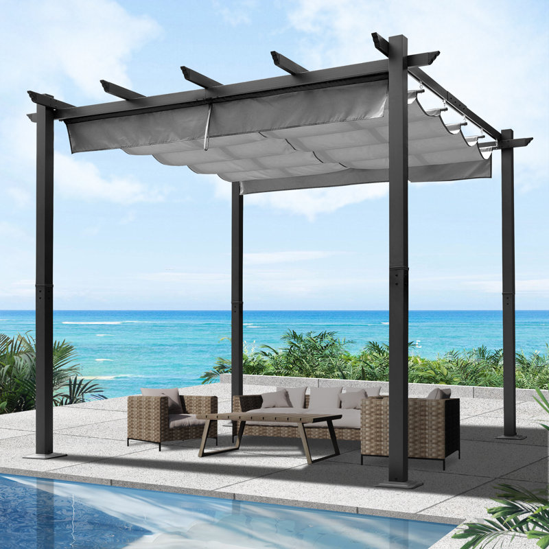 COVERONICS 10 Ft. W x 10 Ft. D Aluminum Pergola with Canopy Wayfair